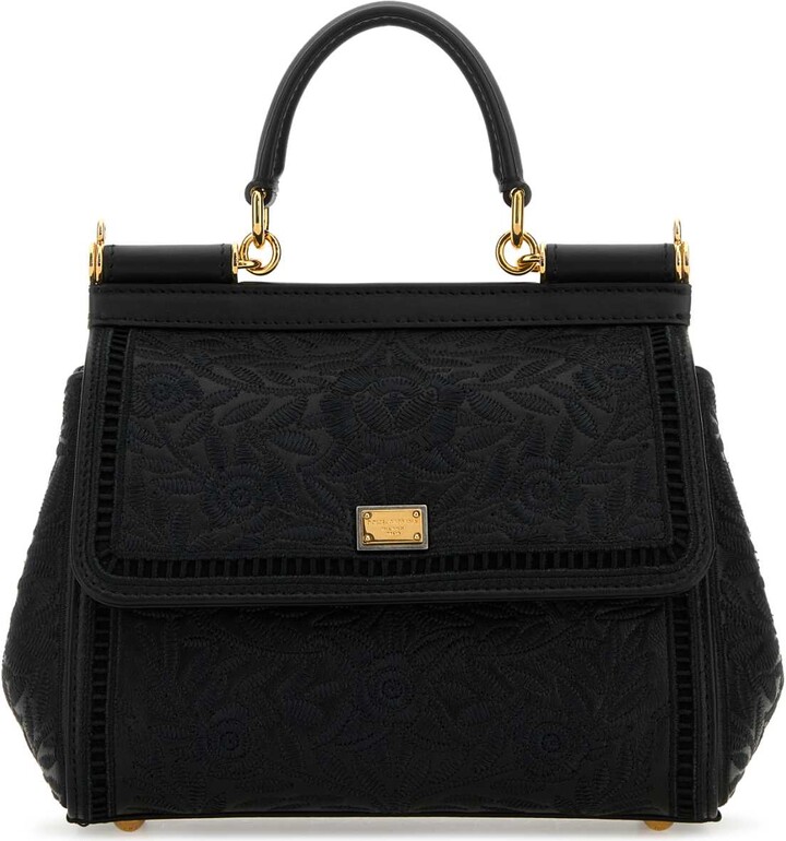 Dolce & Gabbana Black Leather Medium Sicily Handbag
