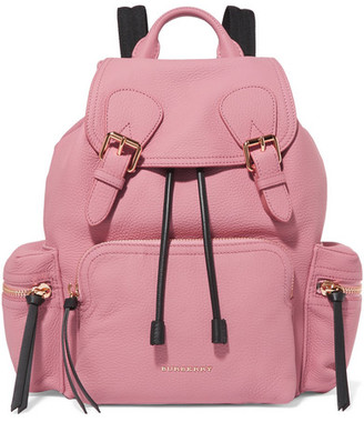 Burberry Medium Mesh-trimmed Textured-leather Backpack - Pink
