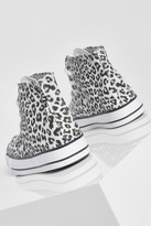 Thumbnail for your product : boohoo Leopard Print High Top Canvas Sneakers