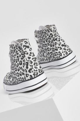 boohoo Leopard Print High Top Canvas Sneakers