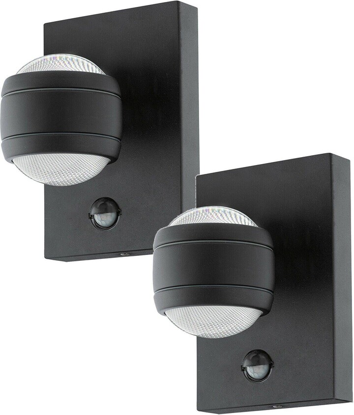 Loops 2 PACK IP44 Outdoor Wall Light & PIR Sensor Black Zinc Steel 3.7W LED ShopStyle
