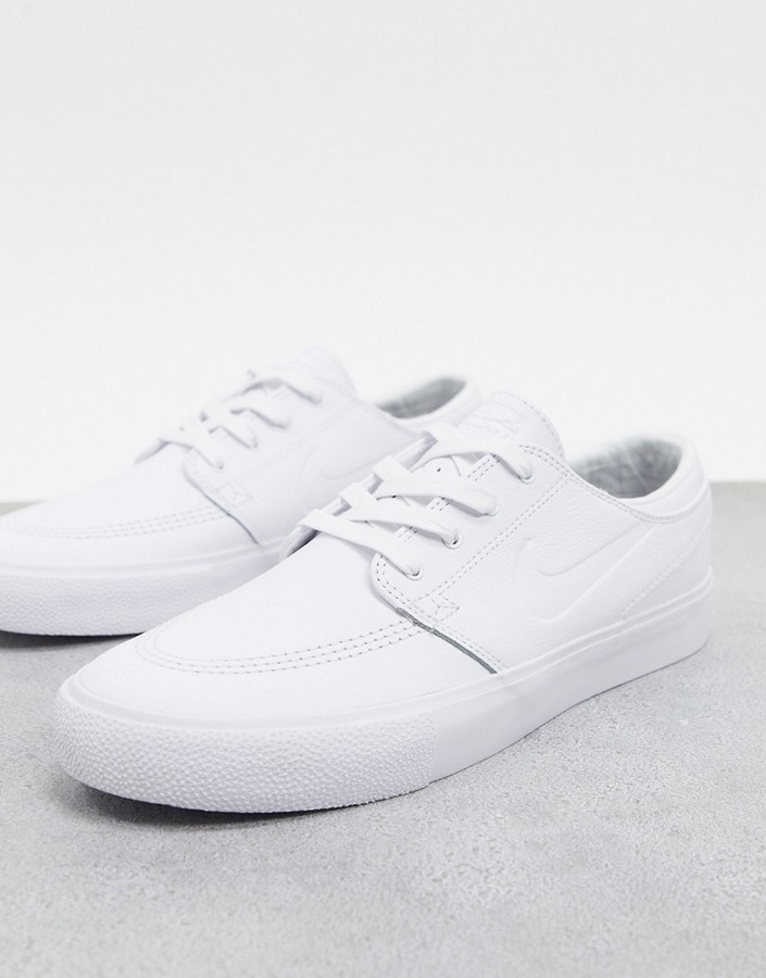 Nike SB Zoom Stefan Janoski Remastered Premium leather sneakers in triple  white - ShopStyle