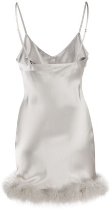 Gilda and Pearl Feather-Trimmed Satin Cami Dress