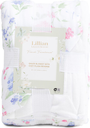 TJMAXX Reversible Hydrangea Gauze Blanket, Polyester