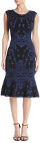Thumbnail for your product : Herve Leger Sleeveless Round-Neck Damask-Jacquard Cocktail Dress