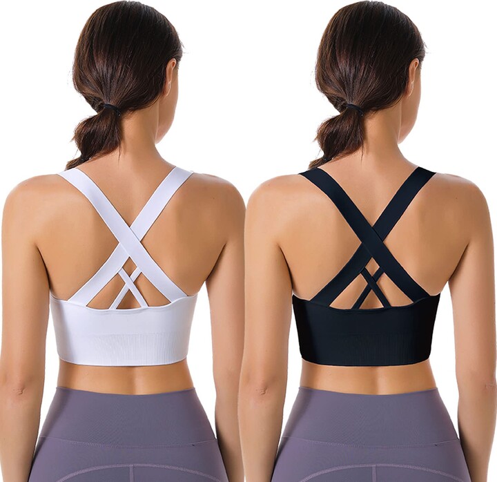 Grace Form Strappy Sports Bra for Women Padded High Impact Push Up Athletic  Running Sports Bra Workout Top Yoga Bra