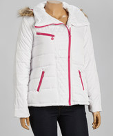 Thumbnail for your product : Dollhouse White & Fuchsia Hooded Puffer Jacket - Plus