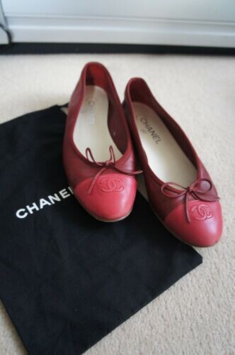 Details about Chanel Red Leather Ballet pumps sz 39 Uk 6