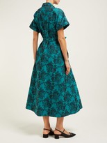 Thumbnail for your product : Erdem Cypress Belted Floral-jacquard Midi Shirtdress - Green Multi