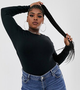 Thumbnail for your product : ASOS Curve DESIGN Curve ultimate slim fit t-shirt with long sleeves in cotton in black - BLACK