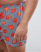 Thumbnail for your product : ASOS Design PLUS Woven Boxers In Gingham With Hearts & Roses Print