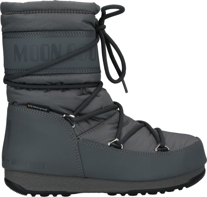 Moon Boot Mid Nylon Wp Black Ankle Boots Grey - ShopStyle
