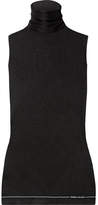Thumbnail for your product : Prada Ribbed Silk Turtleneck Top - Black