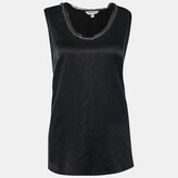 Thumbnail for your product : Pierre Balmain Black Silk Embellished Neck Detail Sleeveless Top M