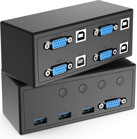 DigitNow 4 Port USB KVM Switch Box, VGA Monitor Switcher 4 in 1 Out Support 1080P for 4 Computers Sharing one HD Monitor and one Keyboard, Mouse, and Printer.