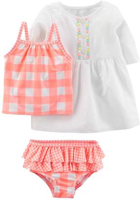 Carter's Baby Girl Checkered Swimsuit & Cover-Up Set