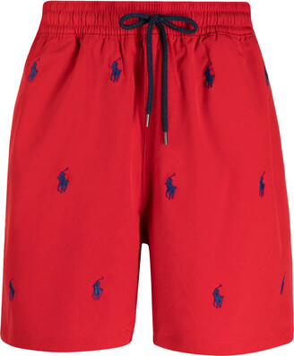 red polo swim trunks