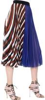 Mary Katrantzou Striped Plisse Techno Chiffon Skirt