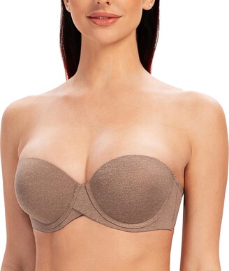 MELENECA Women's Underwire Multiway Anti-Slip Stay Put Padded Push Up  Strapless Bra Pale Nude Heather 32D - ShopStyle