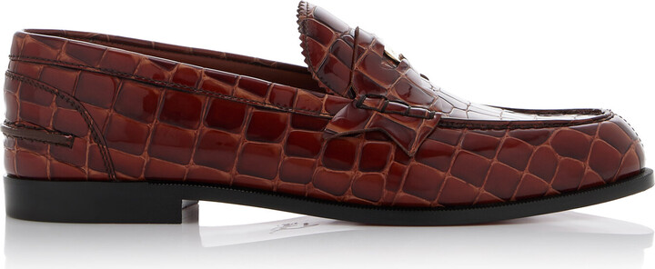Donna Croc-Embossed Leather Penny Loafers