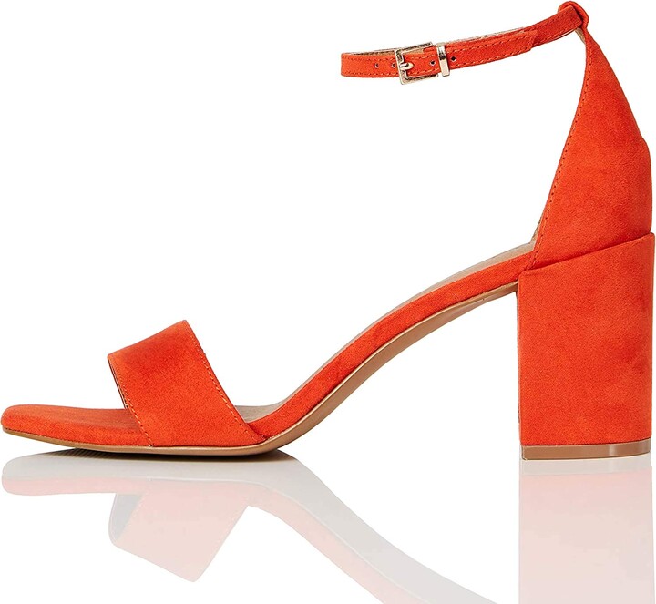 orange block heel sandals uk