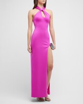 Thumbnail for your product : Black Halo Taya Twist-Front Cutout Halter Gown