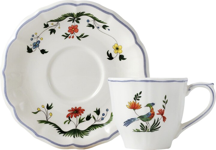 Gien Set of 2 Oiseaux de Paradis Teacups and Saucers