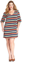 Thumbnail for your product : Soprano Plus Size Chevron-Striped Shift Dress