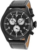 Thumbnail for your product : Swiss Legend Pioneer Chronograph Black Genuine Leather Black Dial White Accents