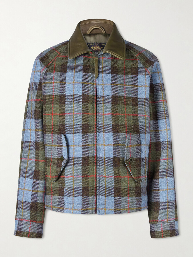 GoldenBear Dunbar Leather-Trimmed Checked Wool Jacket