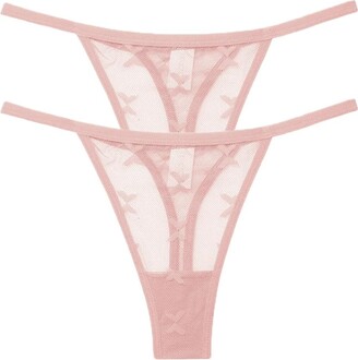 Montecarduo 2Pcs/Set Mesh Transparent Thong - Women Solid Color Panties  Underwear Women Seamless G-String Female Underpants Intimates Lingerie S-Xl  - ShopStyle Knickers