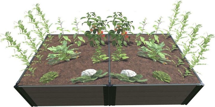 Frame It All 4 ft. x 8 ft. x 22 in. Weathered Wood Composite Raised Garden Bed - 1 in. Profile