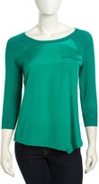 Thumbnail for your product : Neiman Marcus Crepe-Jersey Blend Raglan Tee, Jade