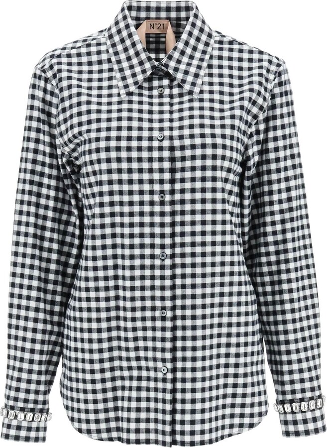 Women's Gingham Shirt Black White | ShopStyle