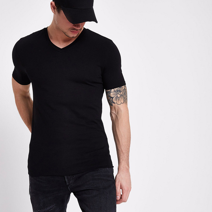 mens black muscle fit t shirt