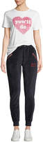 Thumbnail for your product : Zoe Karssen Embroidered Velour Jogger Sweatpants