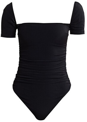 Jonathan Simkhai Miley Ribbed Square Neck One Piece Swimsuit Shopstyle