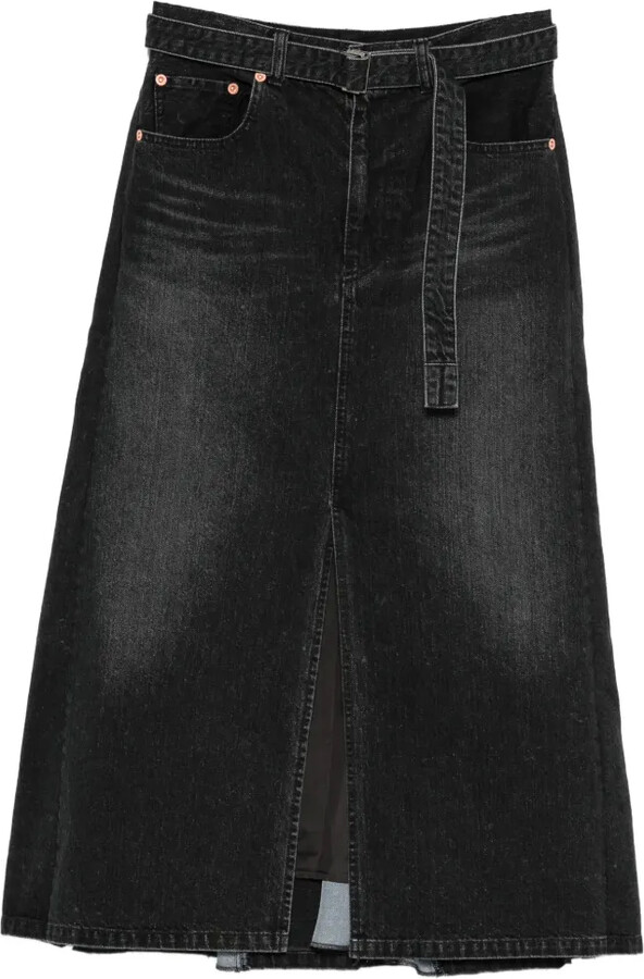 Sacai Belted Split Midi Skirt