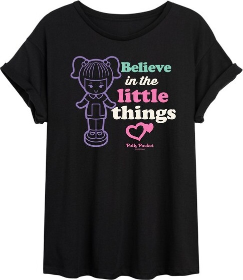 Polly Pocket Women'sPollyPocketBelieveInTheLittleThingsOversizedGraphicT-Shirt-Black-X-Large