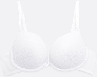 Curve Muse Women's Plus Size Perfect Shape Add 1 Cup Push Up Underwire Bras-2PK-Turquoise  mesh,WHITE mesh-32D 