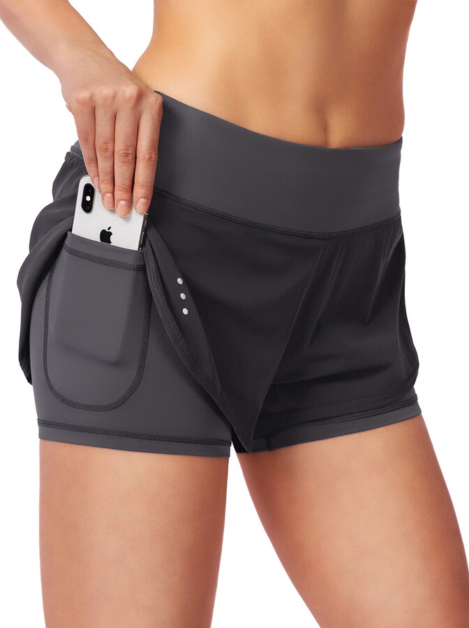  Soothfeel Womens Running Shorts with Zipper Pockets