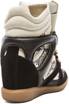 Thumbnail for your product : Isabel Marant Bonny Python Over Basket Calfskin Velvet Leather Sneakers in Black