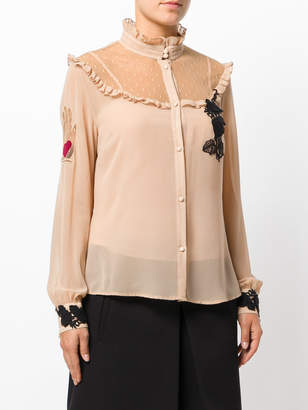 RED Valentino sheer embroidered fitted blouse
