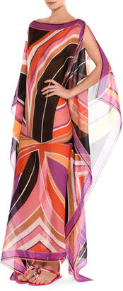 Emilio Pucci Stella Silk Boat-Neck Caftan Maxi Dress