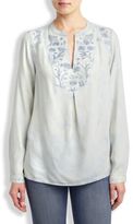 Thumbnail for your product : Lucky Brand Indigo Embroidered Top