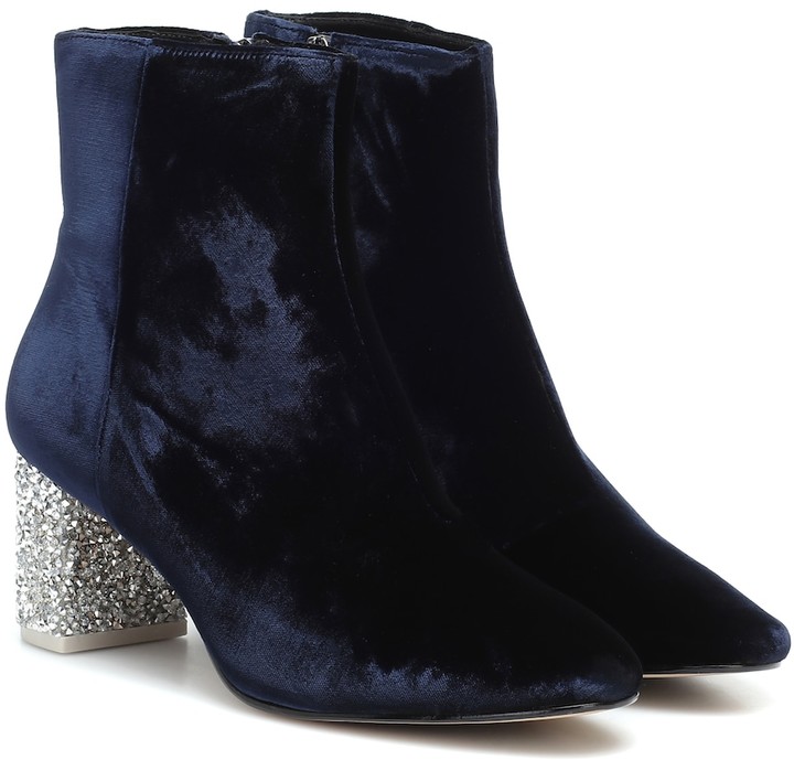 Sophia Webster Toni embellished velvet ankle boot - ShopStyle