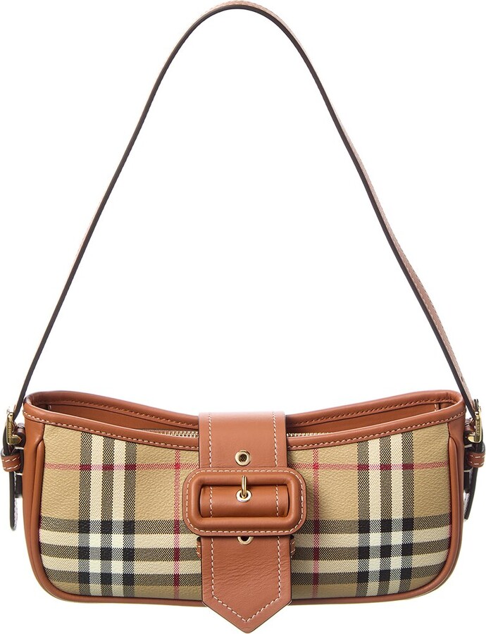 Burberry Vintage Check E-Canvas & Leather Shoulder Bag