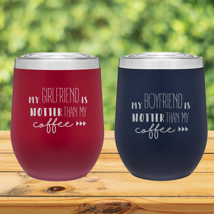 Etsy Hotter Than My Cup Of Coffee Couples Mugs - 12Oz Insulated Wine Cups With Lids Tumblers Personalized Valentine's Day Gift