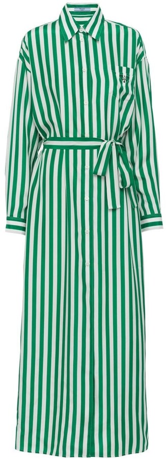 Prada Vertical-Stripe Shirtdress - ShopStyle Day Dresses
