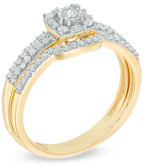 Zales 1/3 CT. T.W. Diamond Frame Bridal Set in 10K Gold